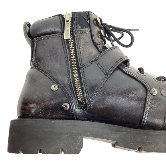 Harley-Davidson Leather Heavy Duty Motorcycle Boots Mens 9.5 Side Zip Black - Picture 8 of 14